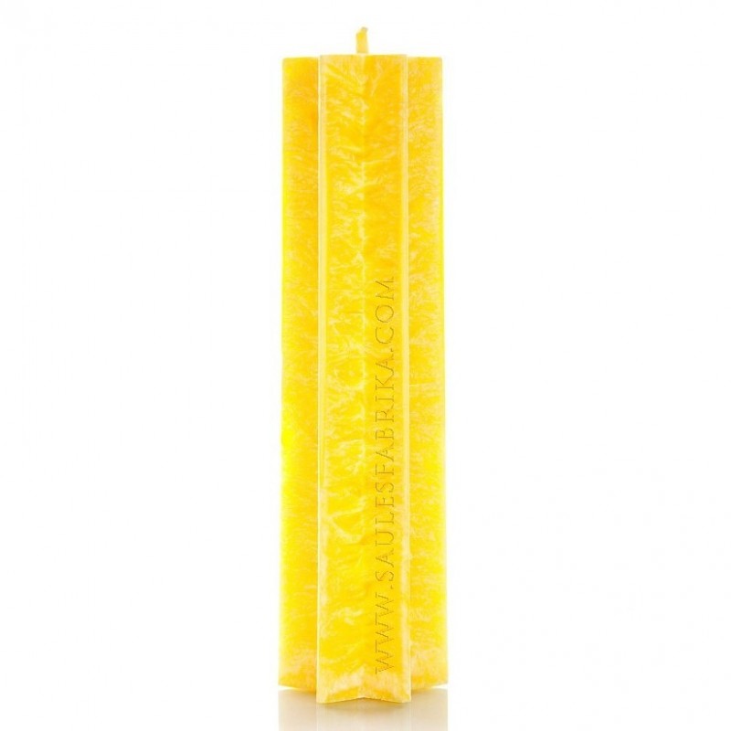 Palmu vaska svece, 20x6cm, dzeltena