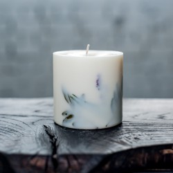 Sojas vaska svece ar priežu meža aromātu, 8x8cm, balta