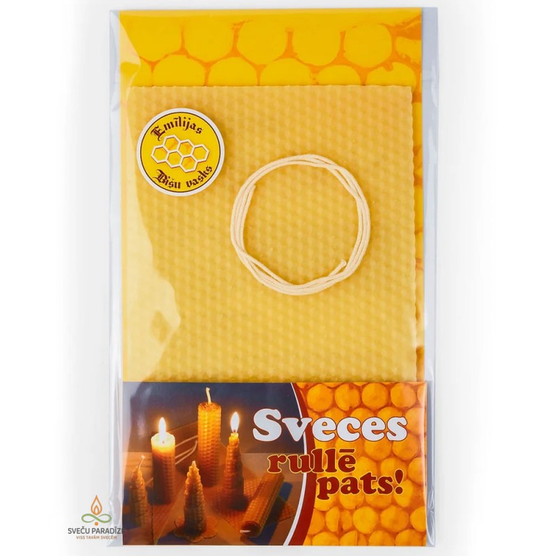 Набор вощины из пчелиного воска для изготовления свечей, Sveces Rullē Pats, маленький
