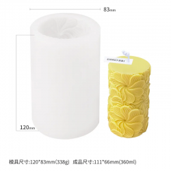 Sveces veidne Ziedu cilindrs, silikona, 66x111mm