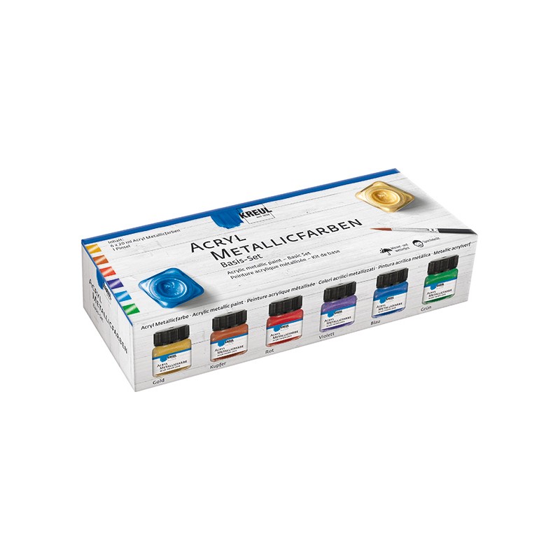 Akrila krāsu pamata komplekts, metālisks, 6 x 20 ml