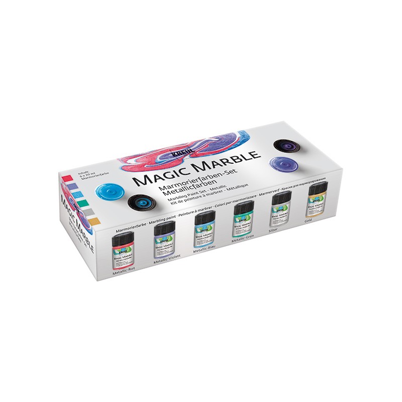 Krāsu ar marmora efektu komplekts, metālisks, 6 x 20 ml